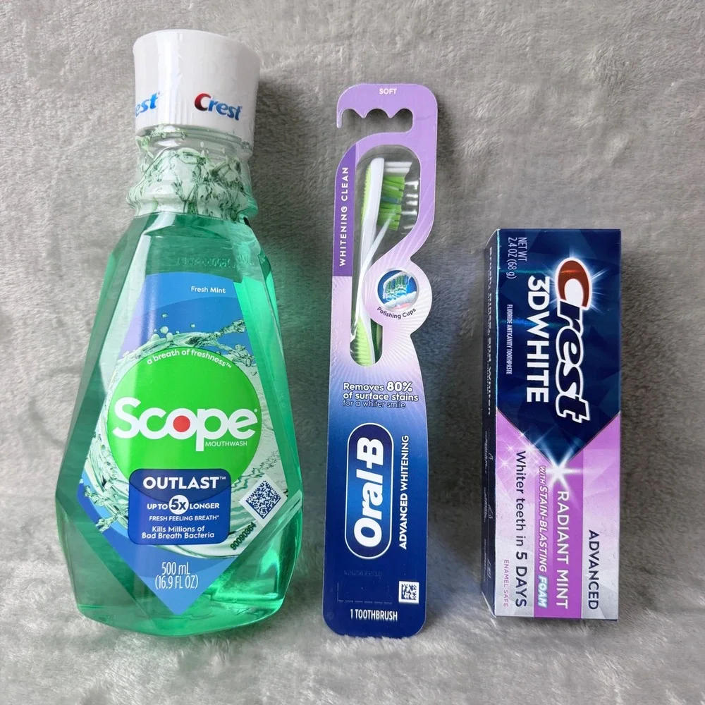 Crest Oral-B Oral Care Bundle Unisex OS Blue Green Mouthwash Toothpaste Brush
